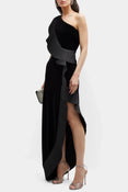 The Mercer Velvet | Black Pleated Ruffle Gown