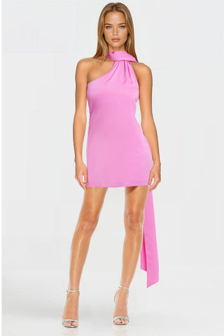 MC0162_The_Layla_One_Shoulder_Pink_Halter_Mini_Dress_Front