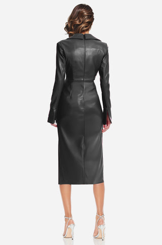 The Mary | Black Twist Faux Leather Cocktail Dress