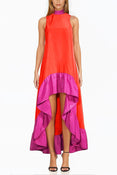 MC5040_The_Yolanda_Multi_Colored_Orange_Pink_High_Low_Hem_DressFront