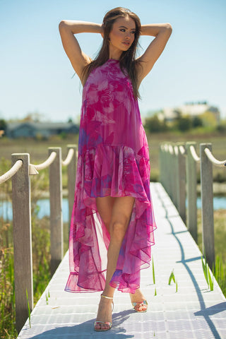 The Lila | Printed High Low Halter Gown