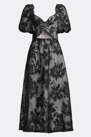 The Cristina | Black Floral Organza Midi