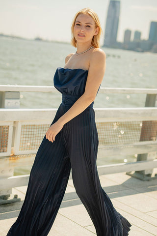 The Lacey | Strapless Navy Evening Jumpsuit