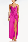 The Hayes | Fuchsia Faux Wrap Gown