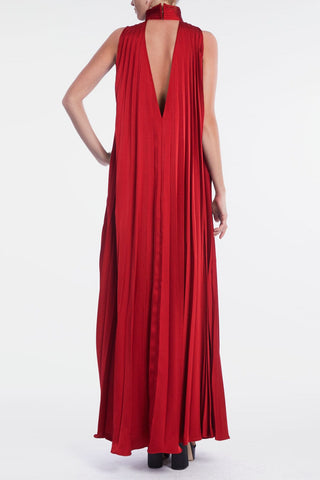 The Cami | Ruby High Neck Pleated Gown