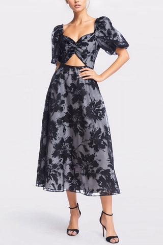 The Cristina | Black Floral Organza Midi