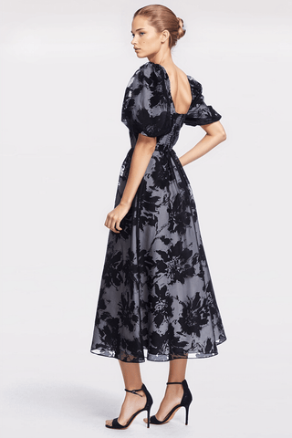 The Cristina | Black Floral Organza Midi