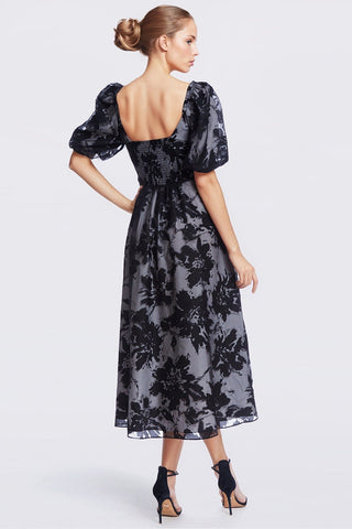 The Cristina | Black Floral Organza Midi