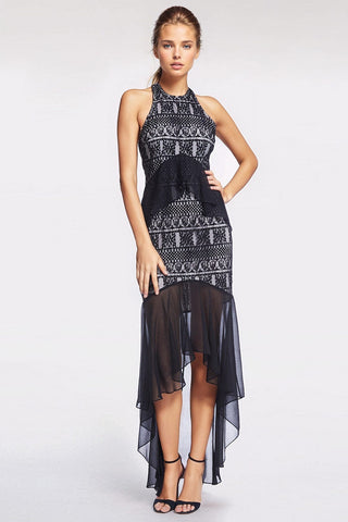 The Gretchen | Black High-Low Lace Gown