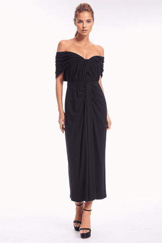 The Cecilia | Black Stretch Jersey Maxi Dress