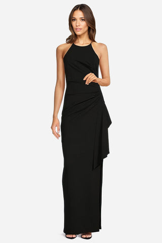 The Gemma | Black Stretch Crepe Gown