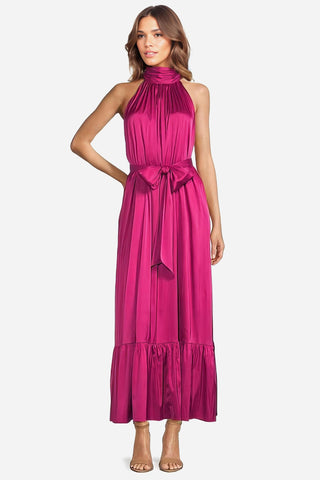 The Sherry | Fuchsia Satin Maxi Dress