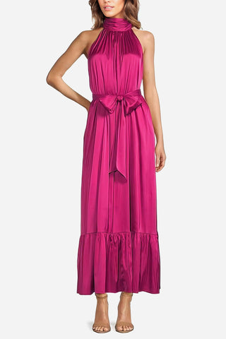 The Sherry | Fuchsia Satin Maxi Dress