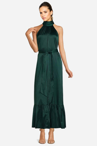 The Sherry | Forest Green Satin Maxi Dress