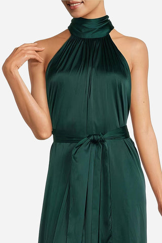 The Sherry | Forest Green Satin Maxi Dress