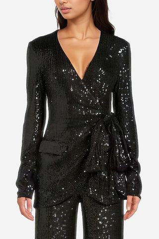 The Frankie | Black Sequin Wrap Jacket