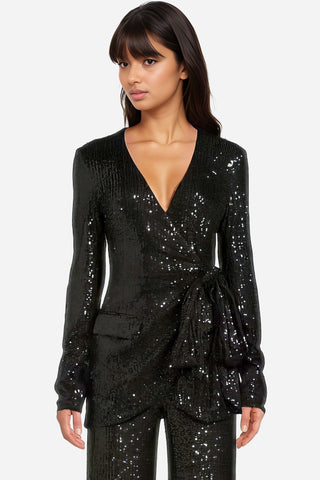 The Frankie | Black Sequin Wrap Jacket