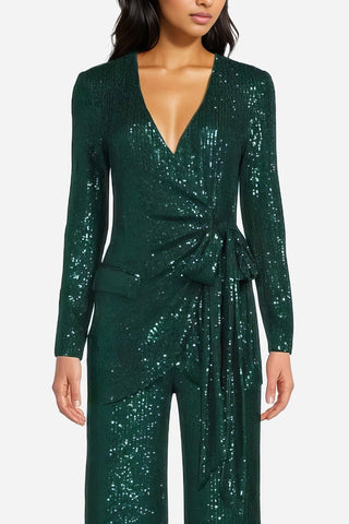 The Frankie | Emerald Green Sequin Wrap Jacket