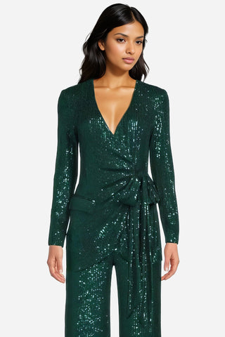 The Frankie | Emerald Green Sequin Wrap Jacket