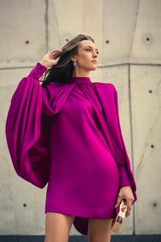 The Melissa | Draped Magenta Mini Dress