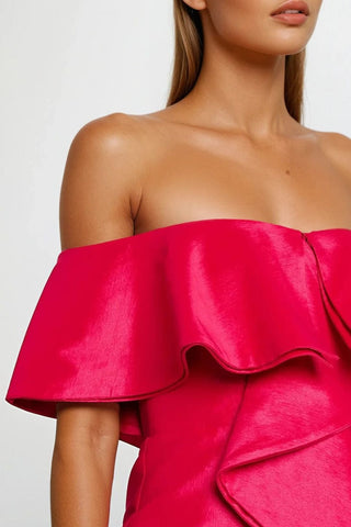 The Blakely | Hot Pink Off-The-Shoulder Cocktail Dress