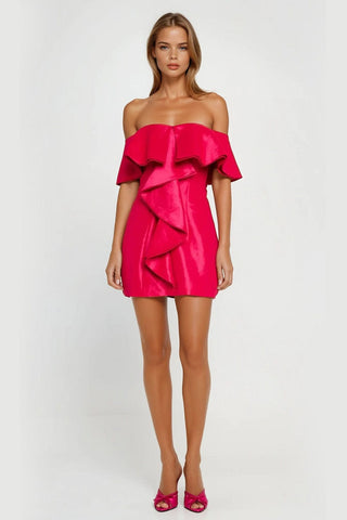 The Blakely | Hot Pink Off-The-Shoulder Cocktail Dress