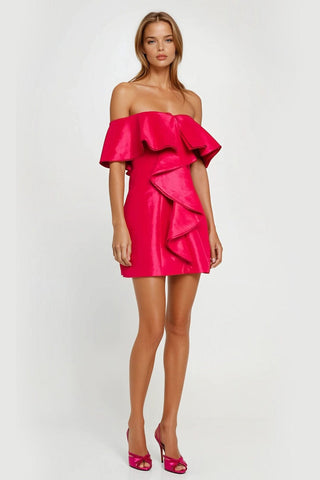 The Blakely | Hot Pink Off-The-Shoulder Cocktail Dress