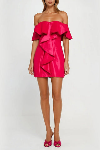 The Blakely | Hot Pink Off-The-Shoulder Cocktail Dress