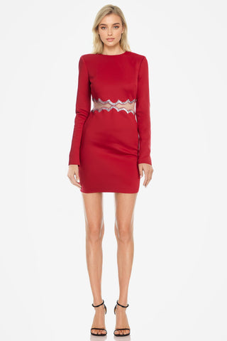 The Teagan | Sequined Cutout Red Mini Cocktail Dress