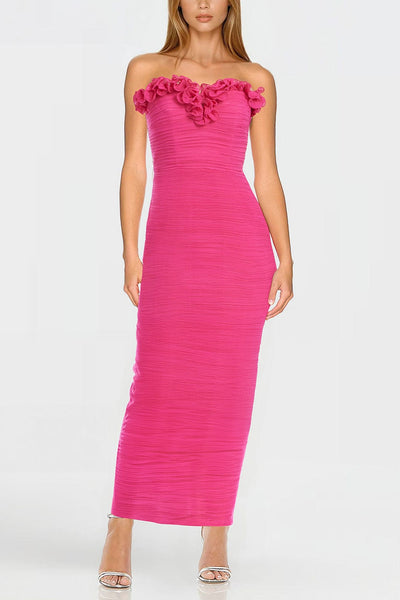 【PORTERNA】Sophie mid-length one piece ONE33 Social | The Mia | Fuchsia Strapless Ruffled Ruched