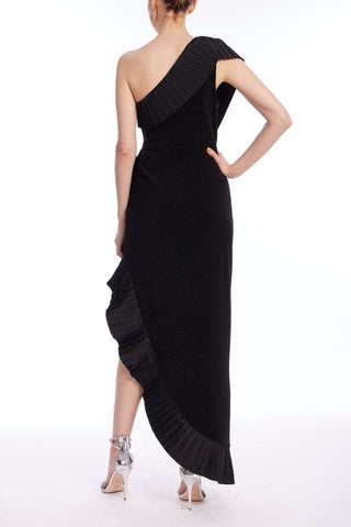 The Mercer | Black Pleated Ruffle Gown