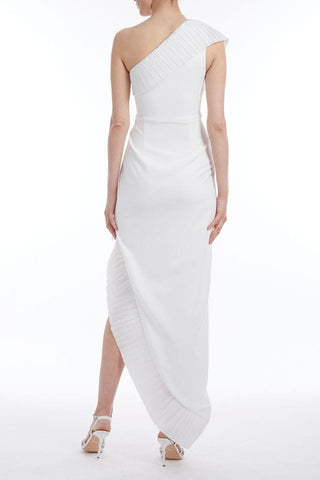 The Mercer | Ivory Pleated Ruffle Gown