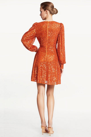The Olivia | Orange Sequin Cocktail Dress