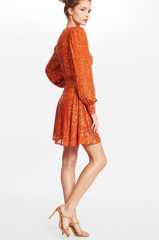 The Olivia | Orange Sequin Cocktail Dress