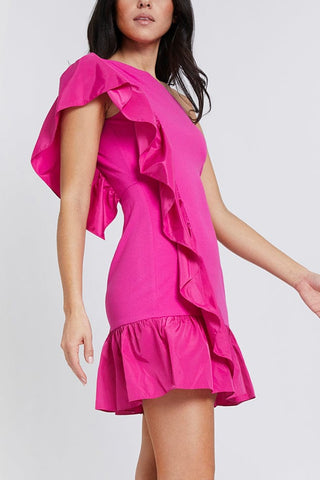 The Stacey | Pink One-Shoulder Cocktail Dress