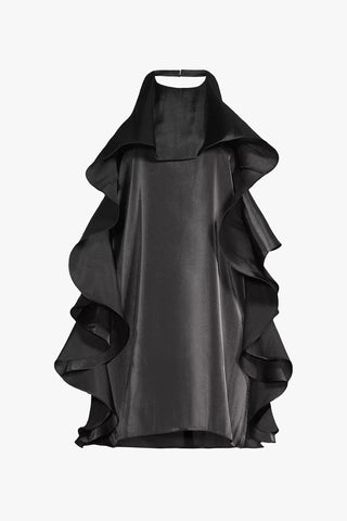 The Tristan | Black Chiffon Ruffle Mini Dress