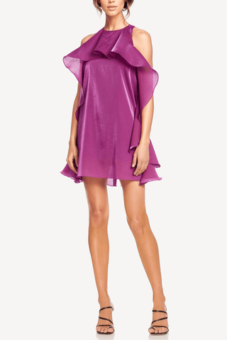 The Tristan | Fuchsia Chiffon Ruffle Mini Dress