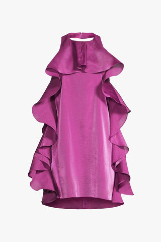 The Tristan | Fuchsia Chiffon Ruffle Mini Dress
