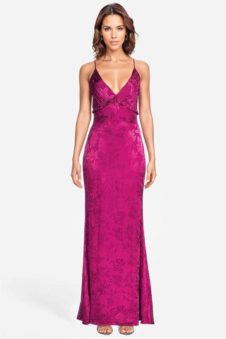 The Isabelle | Fuchsia V-Neck Slip Gown