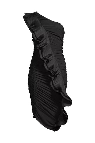 The Mercer | Black Ruched Cocktail Dress