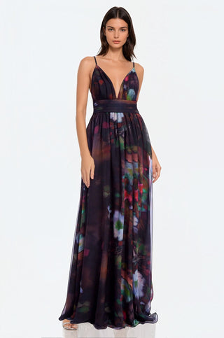 The Andrea | Triangle Plunge Floral Gown