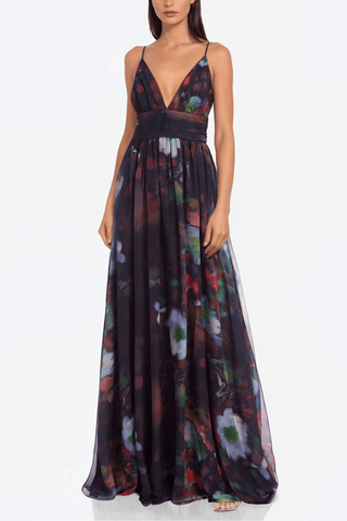 The Andrea | Triangle Plunge Floral Gown