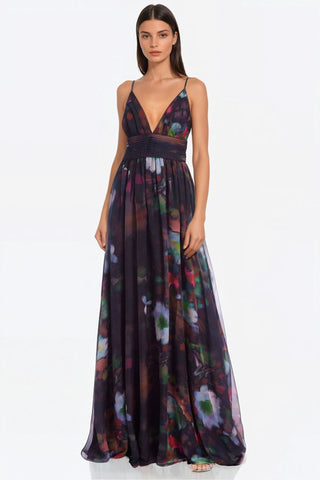 The Andrea | Triangle Plunge Floral Gown
