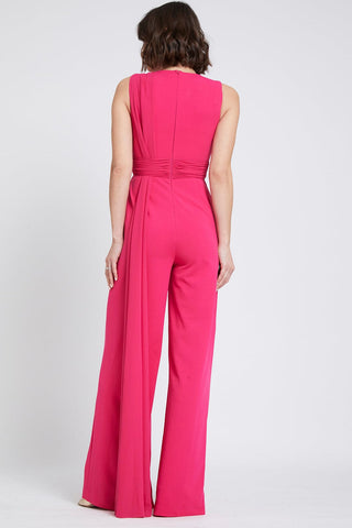 The Kylie | Fuchsia Draped Scarf Jumpsuit
