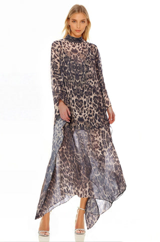 The Rhea | Leopard High-Low Caftan Dress
