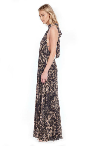 The Kaia | Leopard Halter Gown