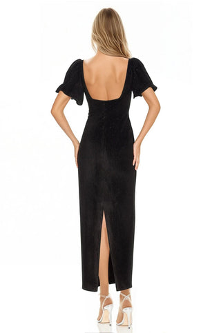 The Eliza | Black Puff Sleeve Gown