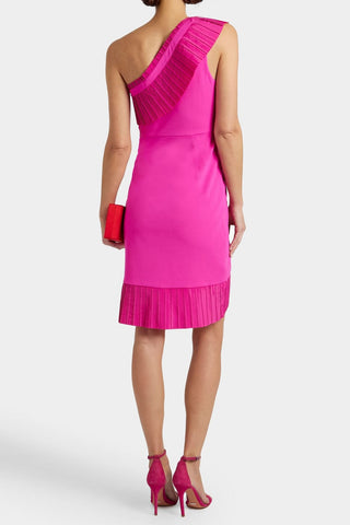 The Mercer | Fuchsia Pleated Ruffle Cocktail Dress