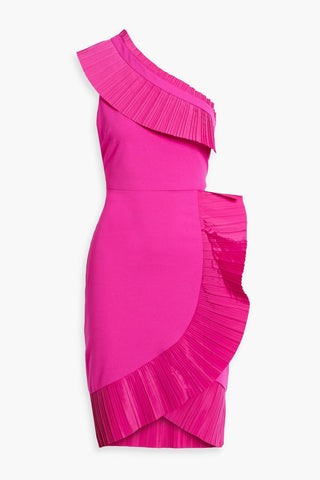 The Mercer | Fuchsia Pleated Ruffle Cocktail Dress