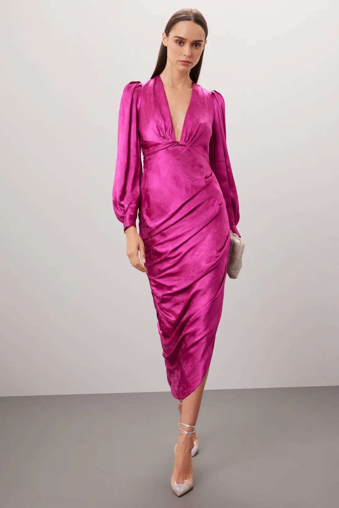 Fuchsia best sale satin dress